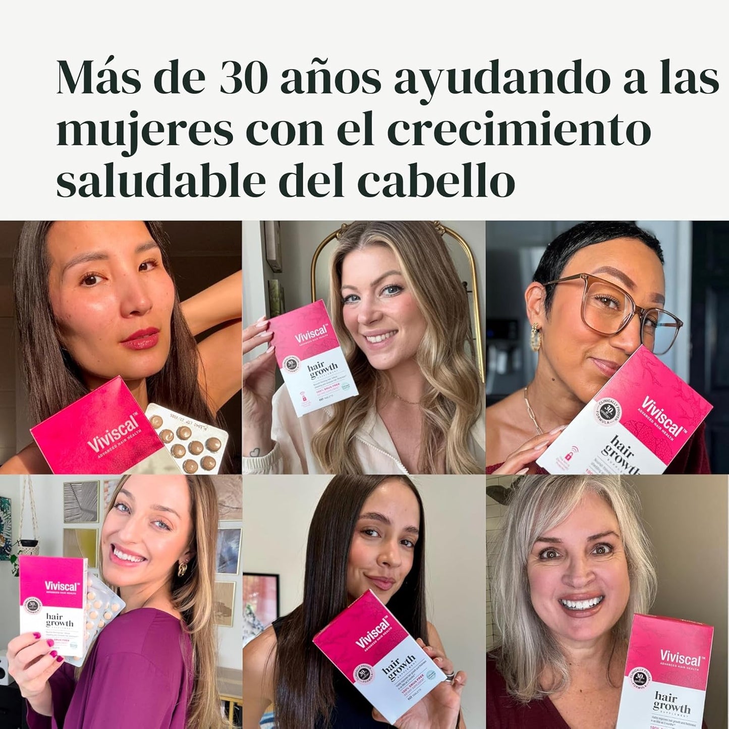 Suplemento para crecimiento del cabello con Biotina y Colágeno Marino
