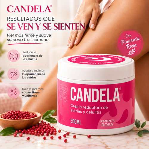 Candela - Crema Reductora Anti-Estrías y Celulitis con Pimienta Rosa