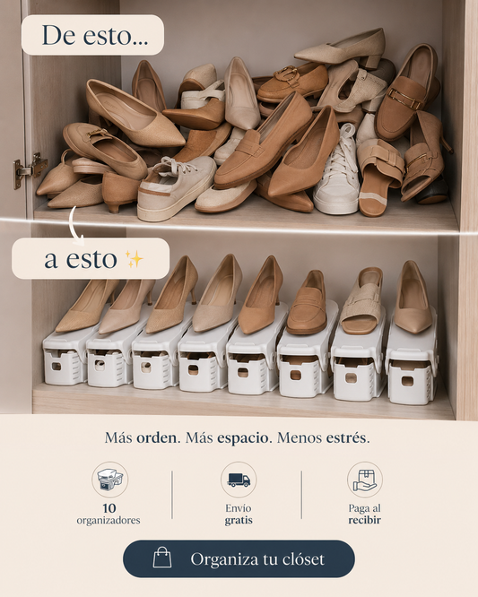 Organizadores Dobles para Zapatos Ajustable – 10 Unidades