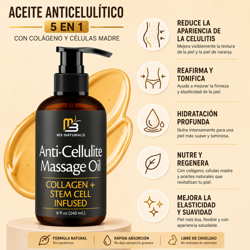 Aceite Anticelulitis 5 EN 1 | Con Colágeno y Células Madre
